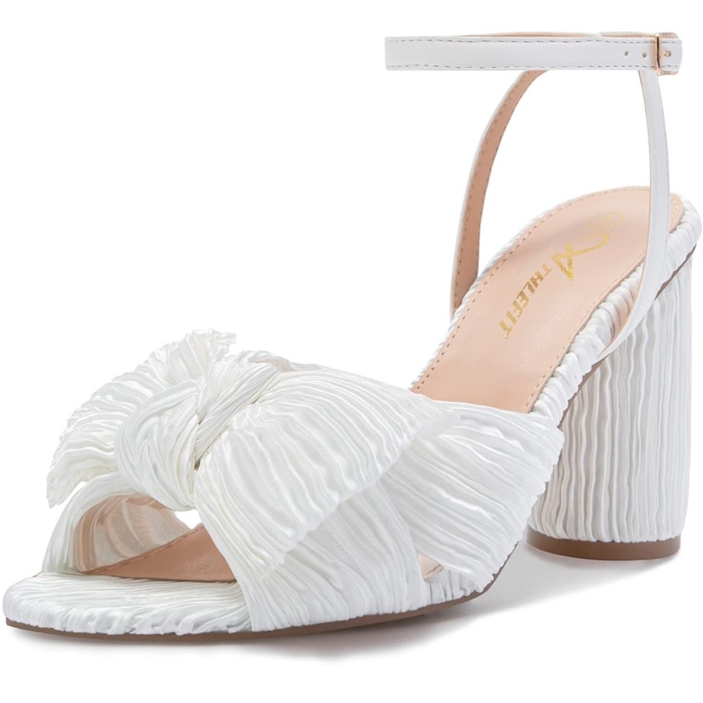 Women’s Open Toe White Bow Heels